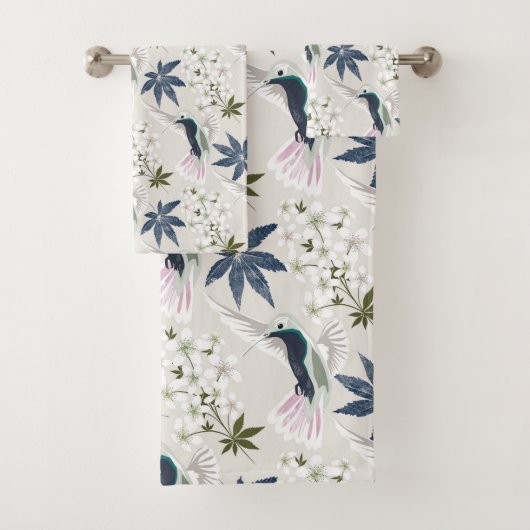 Colibris et fleurs blanches. (En situation)