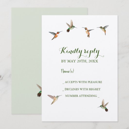 Colibris roux Mariage RSVP Invitation (Devant / Derrière)
