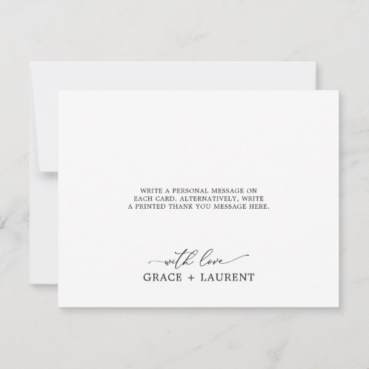 Coligraphie délicate Merci de fleurs noir et blanc (Dos)