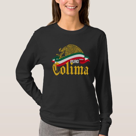 Colima Mexico Puro Colima Gele Eagle Vlag T-shirt (Voorkant)