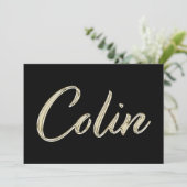 Colin Name white gold Handwriting Karte Kaart (Staand voorkant)