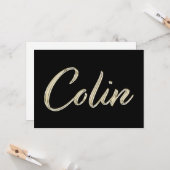Colin Name white gold Handwriting Karte Kaart (Voorkant / Achterkant in situ)