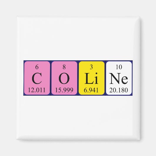 Coline periodiek table name magnet magneet (Voorkant)