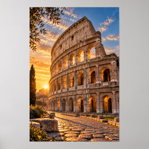 Colisée de Rome Coucher de Soleil Italie Art Mural
