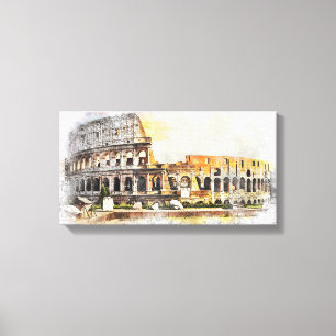 Colisée Rome Ruin Arena Toile Art Dessin Peinture