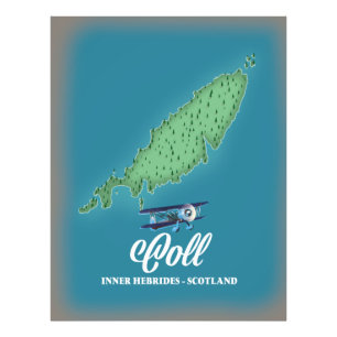 Coll Inner Hebrides Scotland-kaart Foto Afdruk