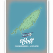 Coll Inner Hebrides Scotland-kaart Sticker (Voorkant)