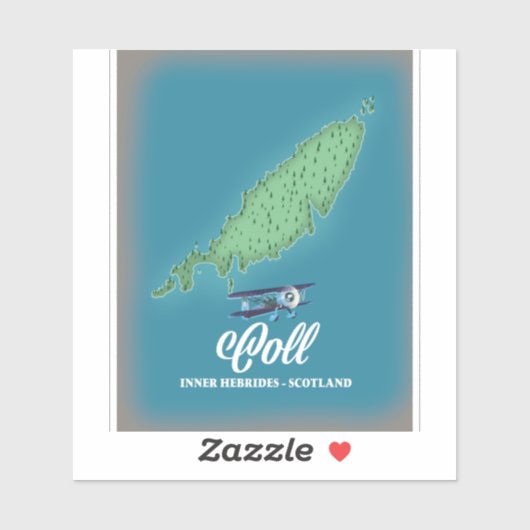 Coll Inner Hebrides Scotland-kaart Sticker (Vel)