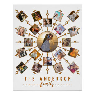 Collage 21 van de Foto van de familie het Witgoud Perfect Poster