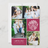 Collage 4 Photo Carte Nouvel An | Magenta (Devant)