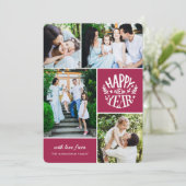 Collage 4 Photo Carte Nouvel An | Magenta (Debout devant)