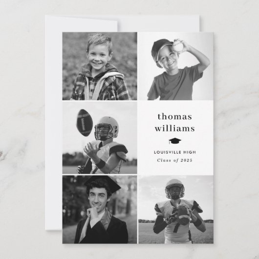 Collage Afstudeerder zwart-wit foto Aankondiging (Voorkant)
