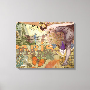 Collage Art Déco Paon Flapper Paris Vintage