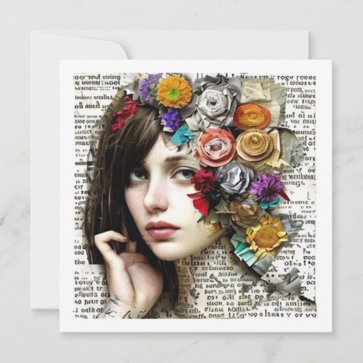 Collage Art |  Meisje met bloemen in haar haar (Voorkant)