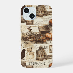 Collage Automne Vintage Éphémère Sépia Rustique