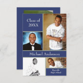 Collage bleu/gris - 3x5 Faire-part de graduation (Devant / Derrière)