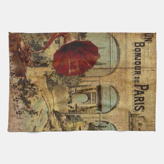  collage, Bonjour de Paris Theedoek (Horizontaal)