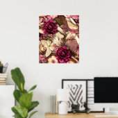 Collage Butterfly en Rozen Decoratief Poster (Thuiskantoor)