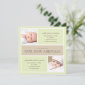 Collage carré Twins | Faire-part de naissance (Debout devant)