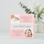 Collage carré Twins | Faire-part de naissance (Debout devant)