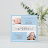 Collage carré Twins | Faire-part de naissance (Debout devant)