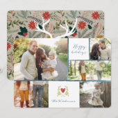 Collage Cartes de Noël - Cartes de Cerfs Floraux R (Devant / Derrière)
