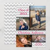 Collage Chevron Gris - Faire-part de Remise de Dip (Devant / Derrière)