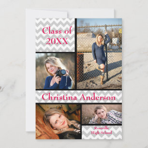 Collage Chevron Gris - Faire-part de Remise de Dip