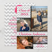 Collage Chevron Gris - Faire-part de Remise de Dip (Devant / Derrière)