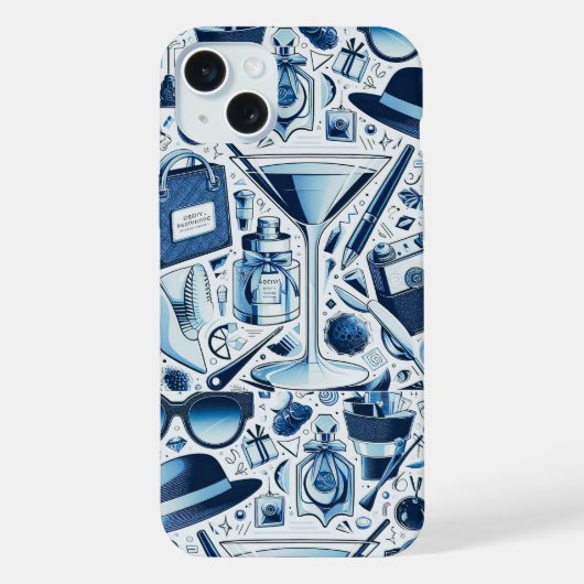Collage chic bleu foncé et design moderne (Verso)