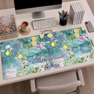 Collage chic bleu turquoise floral sicilien Citrus