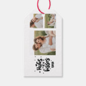 Collage Couple Photo & Hugs and Kisses Phrase Love Cadeaulabel (Voorkant)