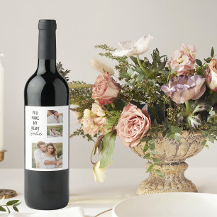 Collage Couple Photo & Lovely Romantic Quote Wijn Etiket