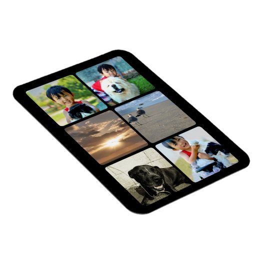 Collage Custom Foto Zes Vierkante Lijst Afbeelding Magneet (Rechterzijde)