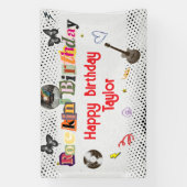 Collage Cut Out Rockstar Birthday Spandoek (Verticaal)