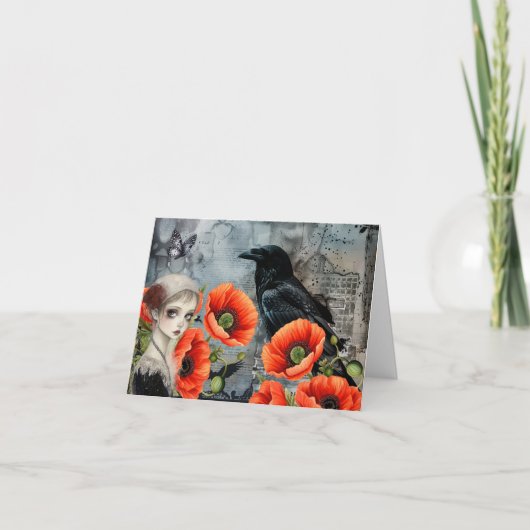 Collage d'art gothique foncé pour fille noir Carte (Devant)