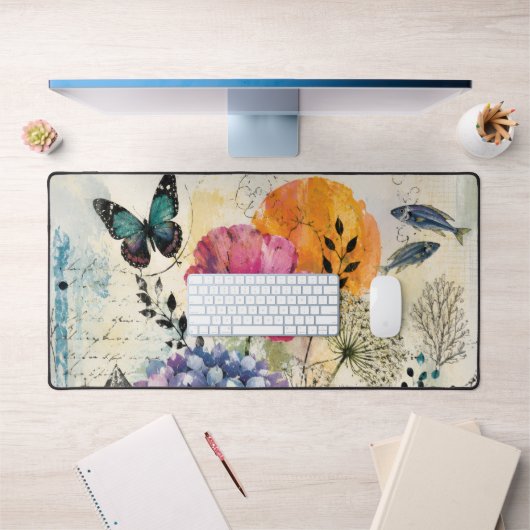 Collage d'art mixte botanique vibrant (Bureau 1)