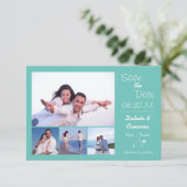 Collage de 4 Photos Bleu Clair - 3x5 Save the Date (Debout devant)