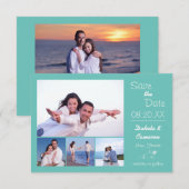 Collage de 4 Photos Bleu Clair - 3x5 Save the Date (Devant / Derrière)