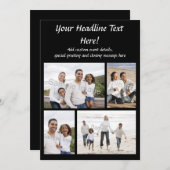 Collage de 4 photos Carte de voeux ou invitation (Devant / Derrière)