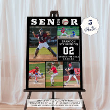 Collage de 5 photos de fin d'études de baseball
