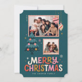Collage de carte de Noël rétro timbre-poste (Devant)