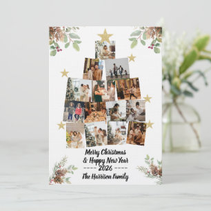 Collage de carte photo d'arbre de Noël familial