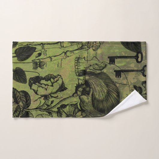 Collage de clé de crâne gothique (Serviette à main)
