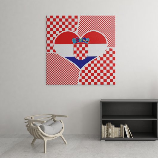 Collage de coeur de drapeau croate avec toile à da