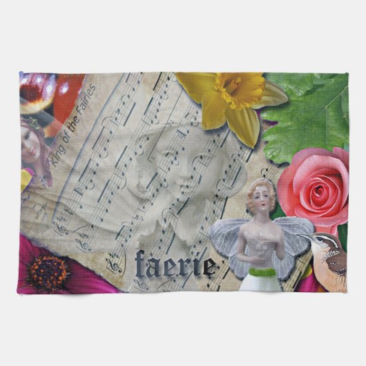 Collage de fées, serviette de cuisine, (Horizontal)