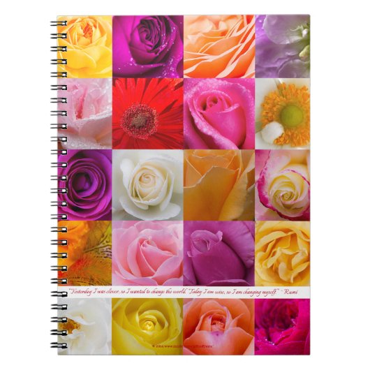 Collage de fleur avec la citation de Rumi - carnet (Devant)