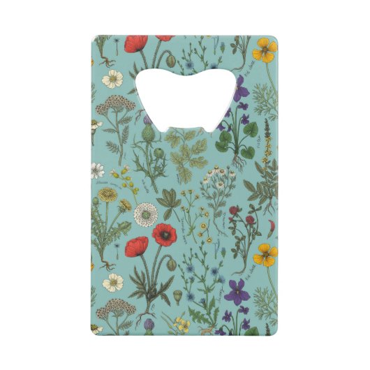 Collage de fleurs sauvages sur fond bleu (Devant)