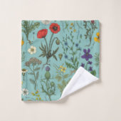 Collage de fleurs sauvages sur fond bleu (Gant de toilette)