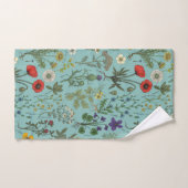Collage de fleurs sauvages sur fond bleu (Serviette à main)